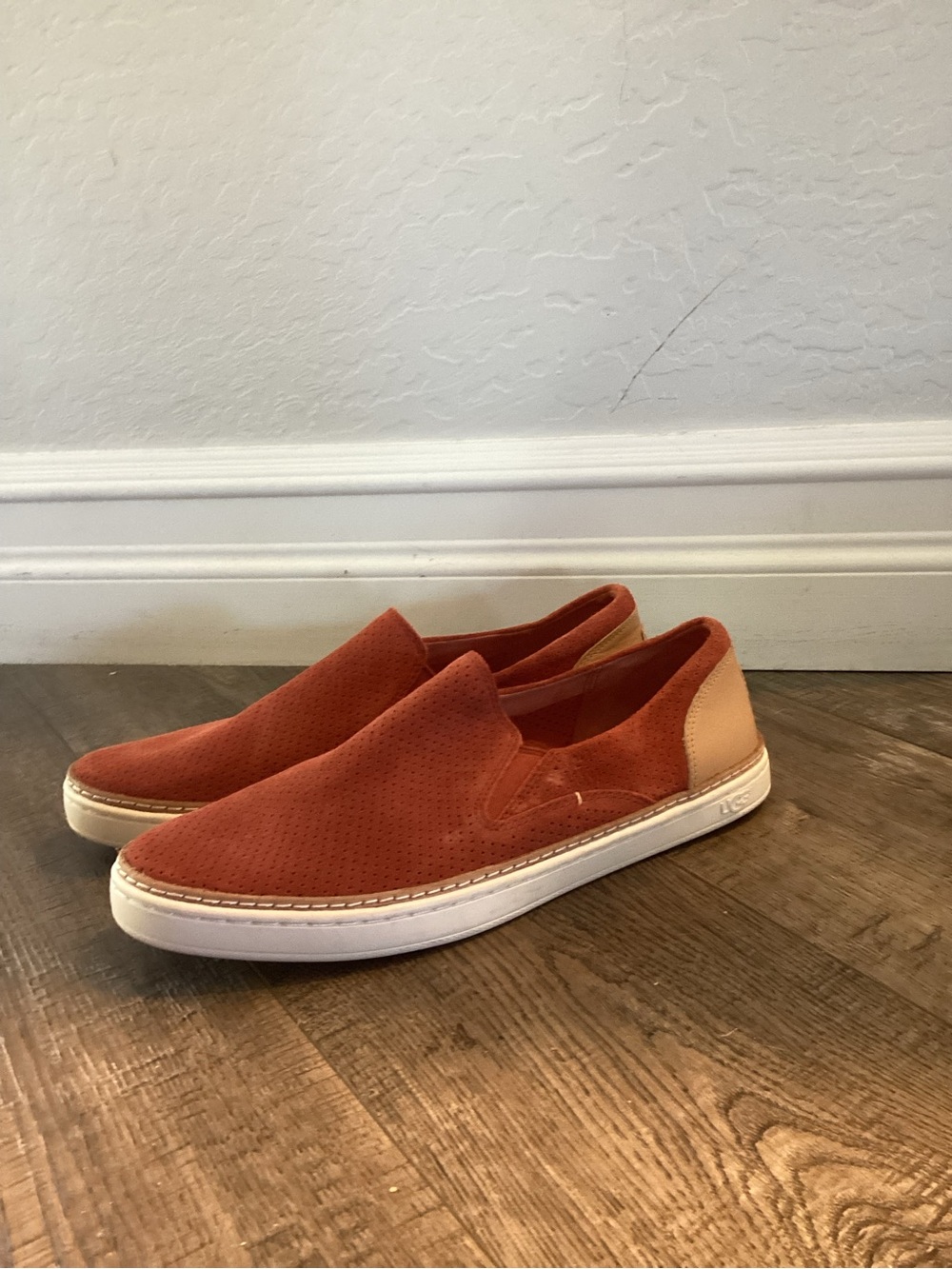 UGG Adley Perf Perforated Suede Slip On Sneakers Rust Orange Women's 8